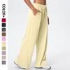 Women Quick Drying Wide Leg Pants Loose High Waist with Pockets Fitness Sport Gym Workout Drawstring Full Length