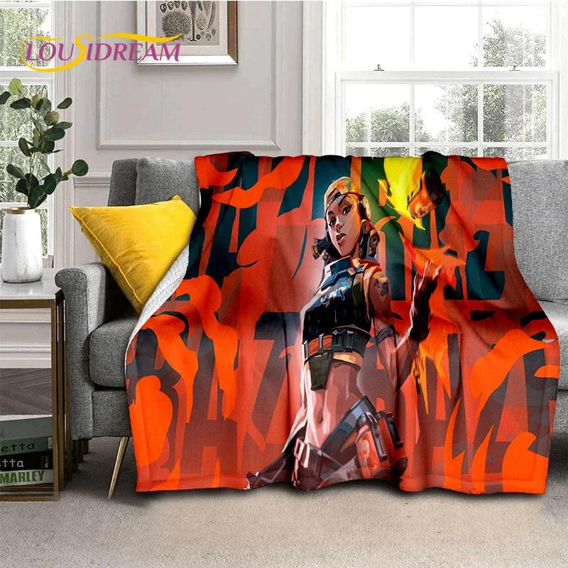 3D Newest VALORANT Cartoon Game Soft Flannel Blankets,Throw Blanket Comfortable Blanket for Picnic Beds Sofa Home Bedroom Gifts