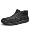 Cross-popular men's shoes 48 flat bottom hand-stitched men's mid-top loafers retro leather