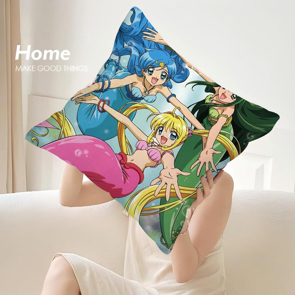 Mermaid Melody Pichi Pichi Pitch Pillow Case Sofa Decorative Home Double-sided Print Plush Throw Pillow Covers Cushion Decor