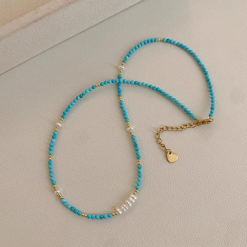 Turquoise and Pearl Layered Necklace, Refined Niche Style