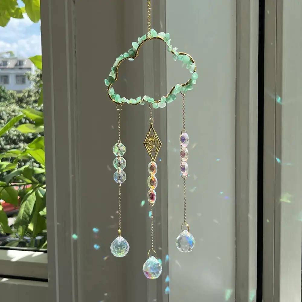 K9 Crystal Suncatcher Cloud Shape Pendant with Natural Stone Prism Rainbow Maker Sun Catcher Home Art Craft Hanging Outdoor Deco