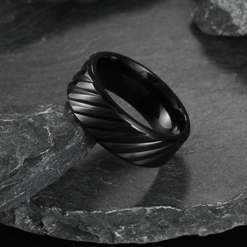 Cross-Border Foreign Trade European and American New Titanium Steel Men's Ring Twill Fashion Simple Stainless Steel Finger Ring Jewelry