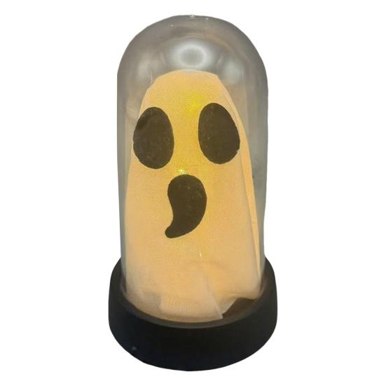 Halloween Ghost Decoration Lighted Ghost in Glass Dome Cloche Cute