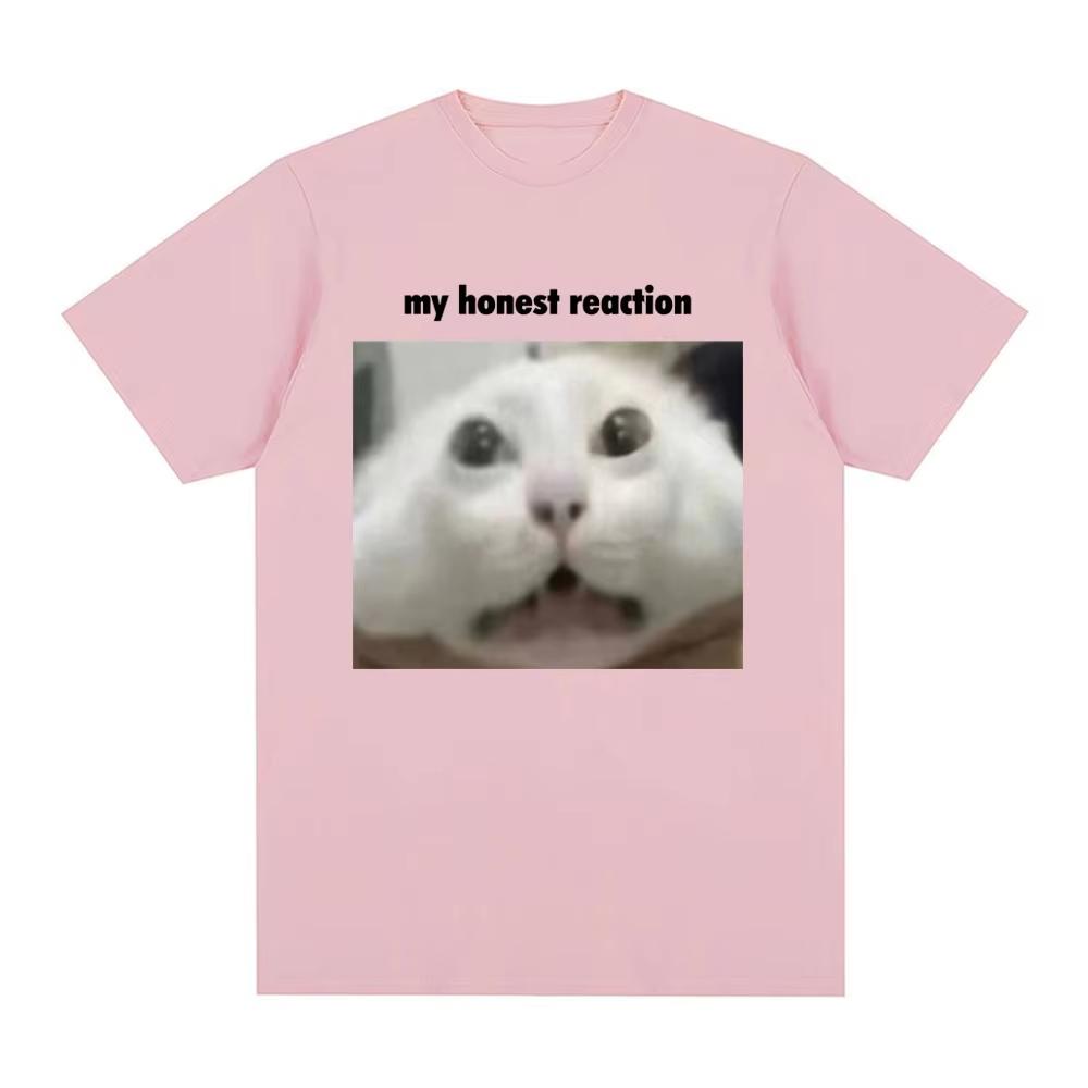 

My Honest Reaction T-Shirt Funny Cat Meme Graphic Printed Men Women Clothing T-shirts Fashion Casual Cotton Short Sleeve T Shirt 4XL