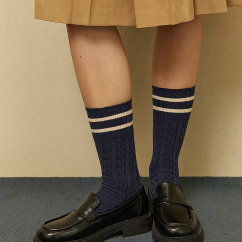SOCKS APPEAL Cable Two Stripe Navy