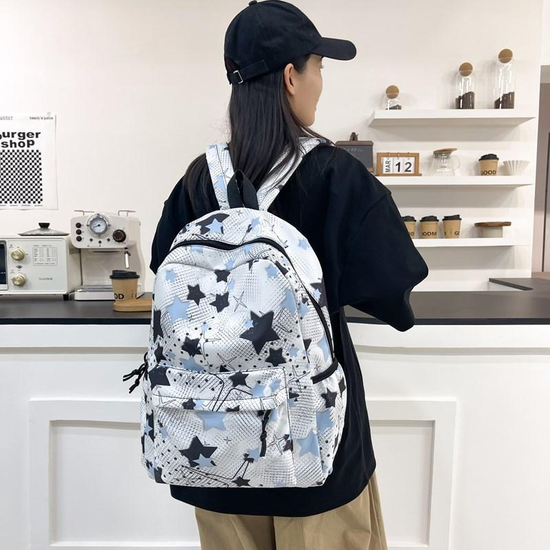 Schulrucksack für Studenten mit Sternenprint, Batik-Rucksack, große Kapazität, Graffiti-Campus-Rucksack