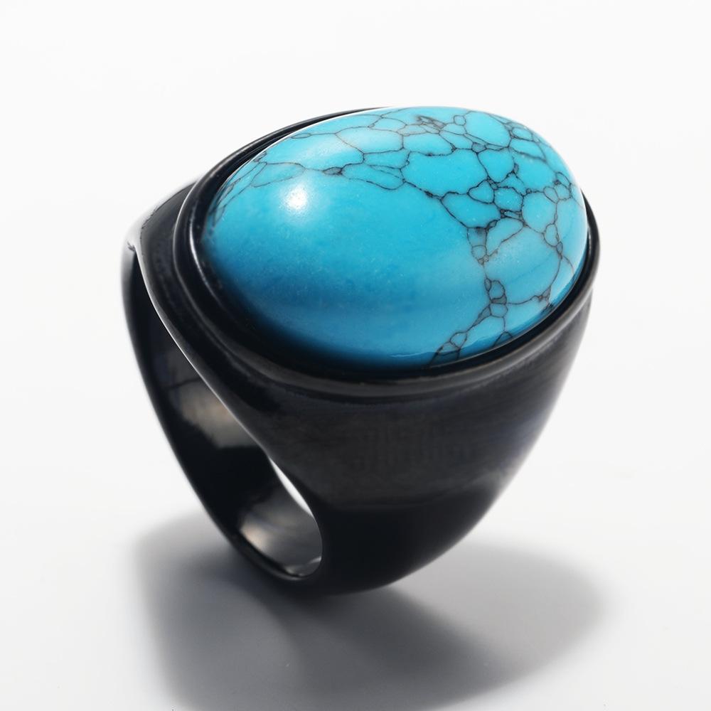 Luxury Gemstone Ring for Men Personalised Hip Hop Steel Titanium Jewellery Black Gold Silver Rock Hipster Street Finger Ring