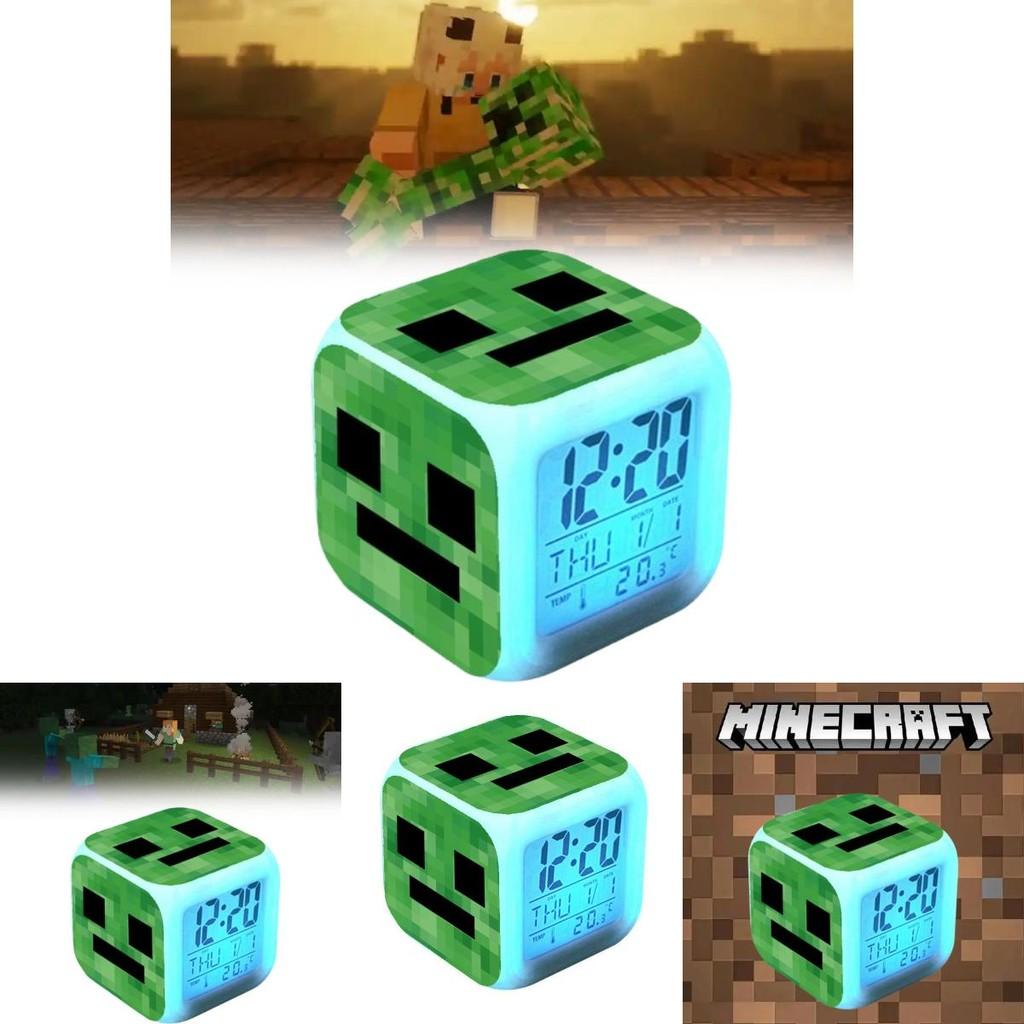 Minecraft Cartoon Led Alarm Clock With Night Light And Digital Display For Students