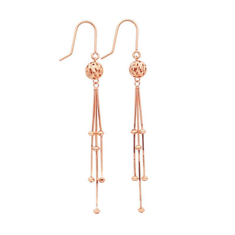 Purple Gold Hollow Beads Shiny Earrings Colored Gold Fringed Snake Bone Rose Gold Plated Long