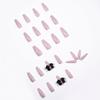 Long Taro Purple Bow Ballet Wearable Fake Nails with Removable Art Stickers