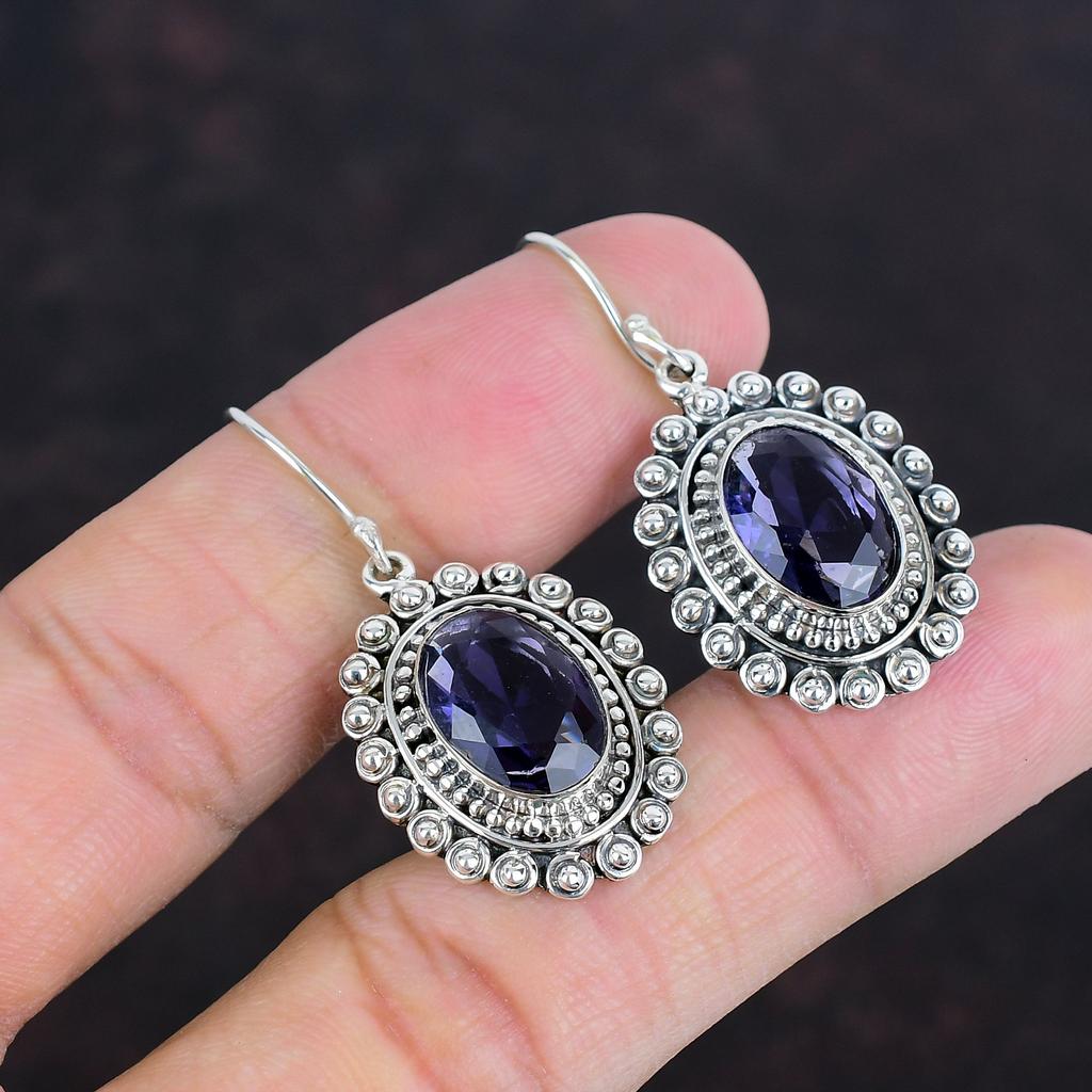 Facettierter Afrikanischer Amethyst Ohrring 925 Sterlingsilber Ohrringe Edelstein Schmuck Handgefertigter Ohrring Vintage Ohrring Geschenke für Sie Silberschmuck