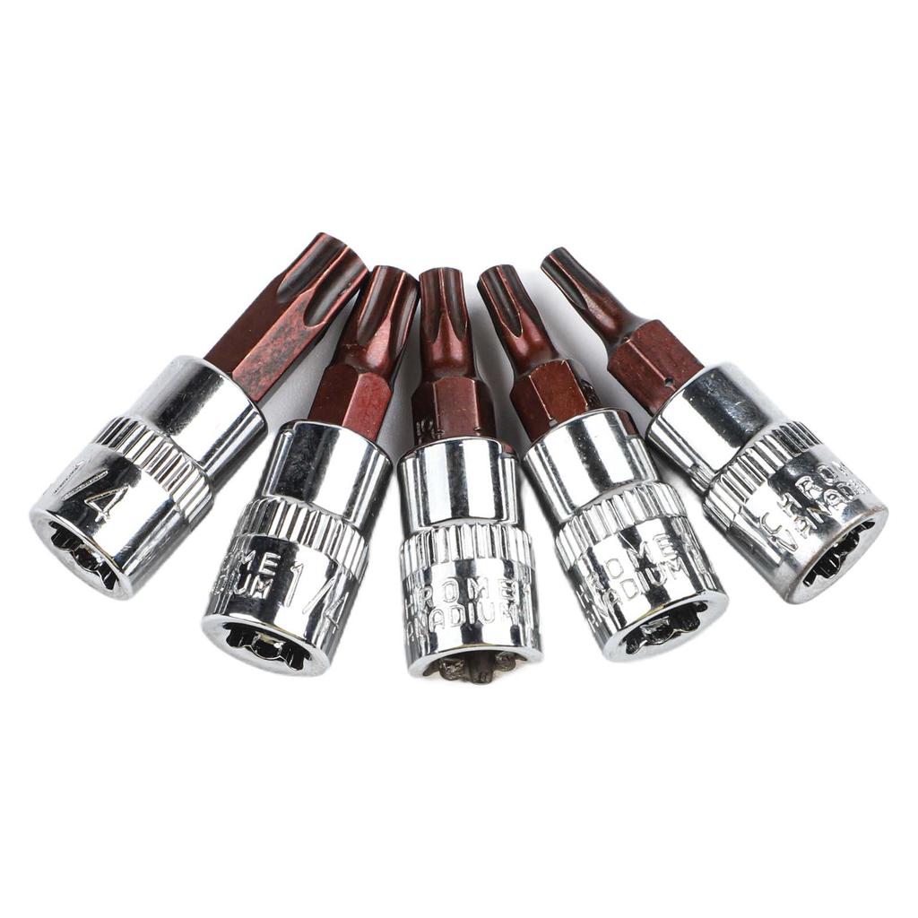 5 Pcs For Torx Screwdriver Bits 1/4 Inch Drive Socket Head Tools For T15 / For T20 / For T25 /ForT30 T40 Power Tool Accessories