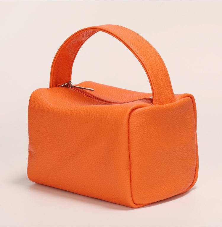 Módní dámská oranžová crossbody taška přes jedno rameno - Ruční čtvercový styl krabičky na oběd v bílé barvě