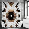 Vintage Geometric Decorative Pattern Shower Curtain, Bathroom Decorative Shower Curtain, Waterproof Shower Curtain with Hooks