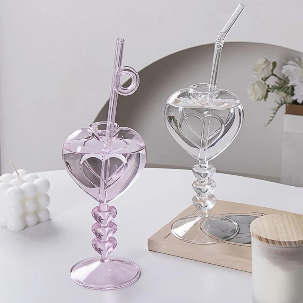 Large Capacity Heart Shaped Glass Romantic Juice Drink Glass Unique Glass Cup  Pub
