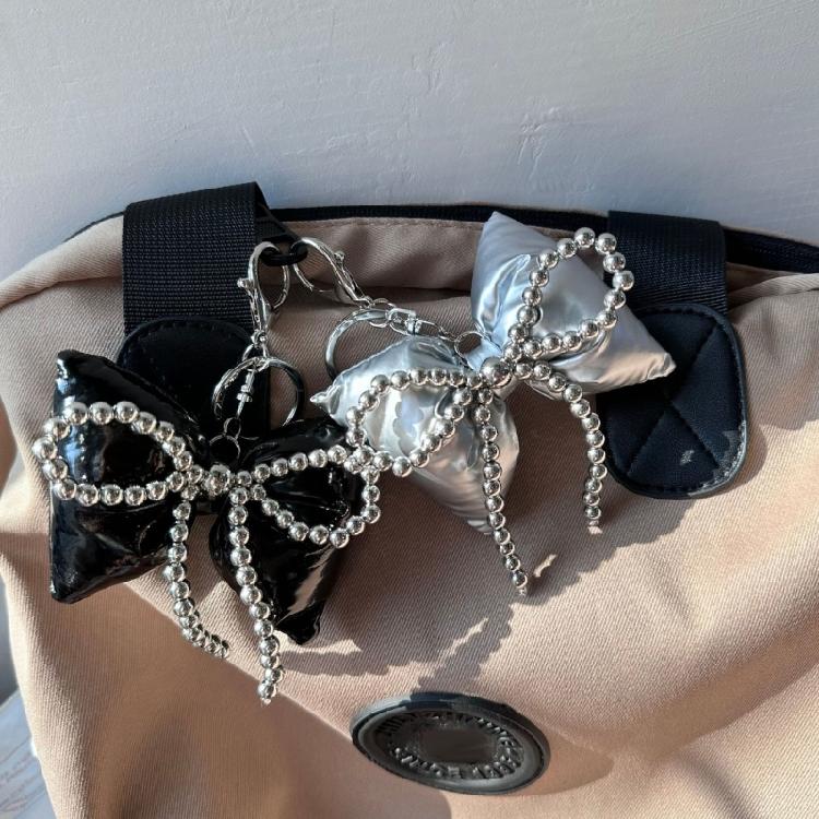 Beaded Bowknot Key Rings Elegant Handbag Charm with Beaded Rope Multipurpose Bag Charm Perfect for Women Accessories