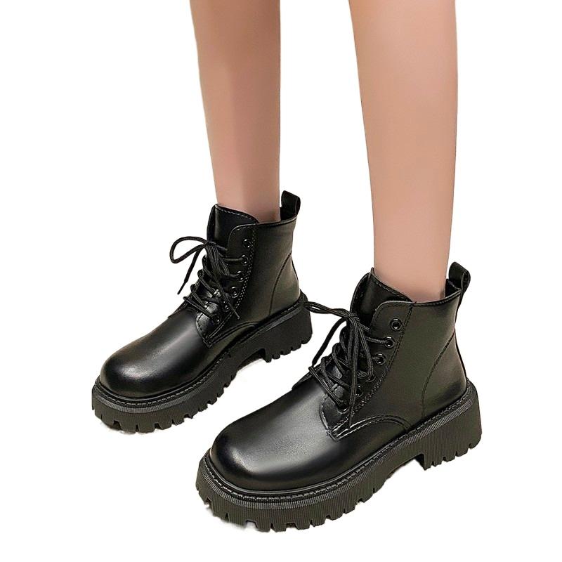 

Модная женская обувь 2024 года, брендовые женские ботильоны, классические современные ботинки, женские с круглым носком, со шнуровкой спереди, на низком каблуке, большие размеры, женская обувь 42 чёрный