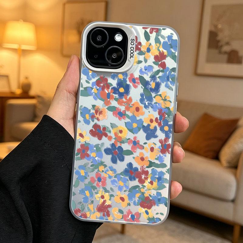 Fashion Colored Flower Laser Phone Case For iPhone 17 16 Pro Max 15 14 Pro Max Plus 13 Mini 12 11 Pro Max Shockproof Cute Covers