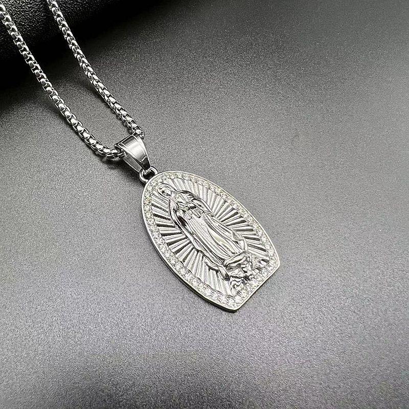 Religious Jewish Virgin Mary Pendant Necklace for Men Women Stainless Steel Mother of Jesus Necklace Christmas Gift Jewelry