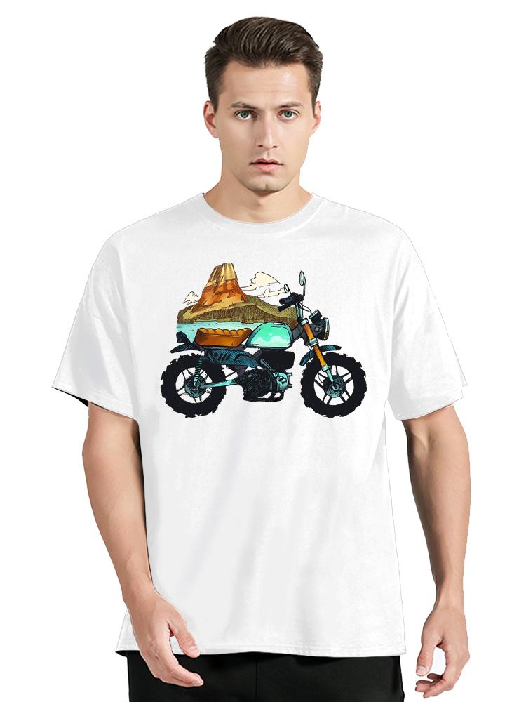 

Mountain Motorcycle Print T-shirt Funny Men s Clothes Oversized Tshirt New Summer Hip Hop Streetwear Tops Cotton O-neck T Shi... S разноцветный