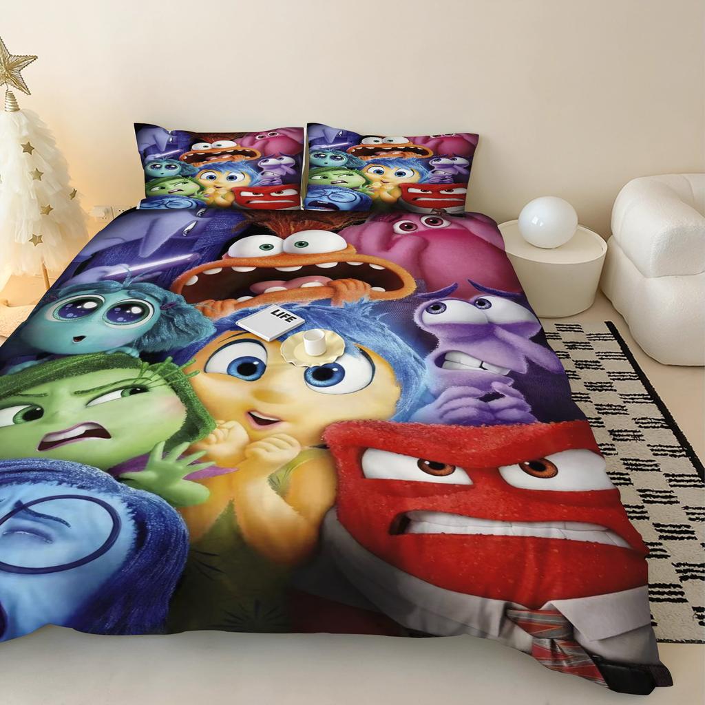 Inside Out Cartoon Duvet Cover Set, 100% Polyester, Cozy Home Bedding, Perfect Gift For Kids Bedroom