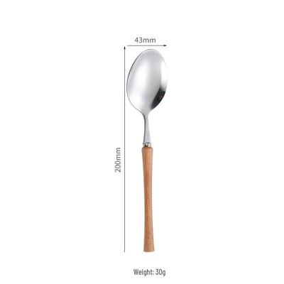 Ruhan Wooden Handle Stainless Steel Dining Spoon Set (5-Pack)