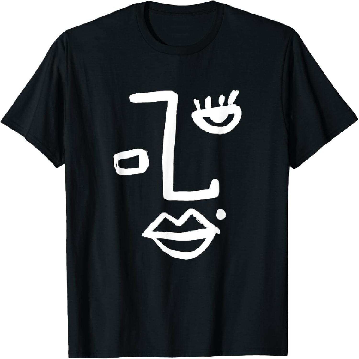 Minimalist Abstract Line Art Feminine Aesthetic Face T-Shirt S