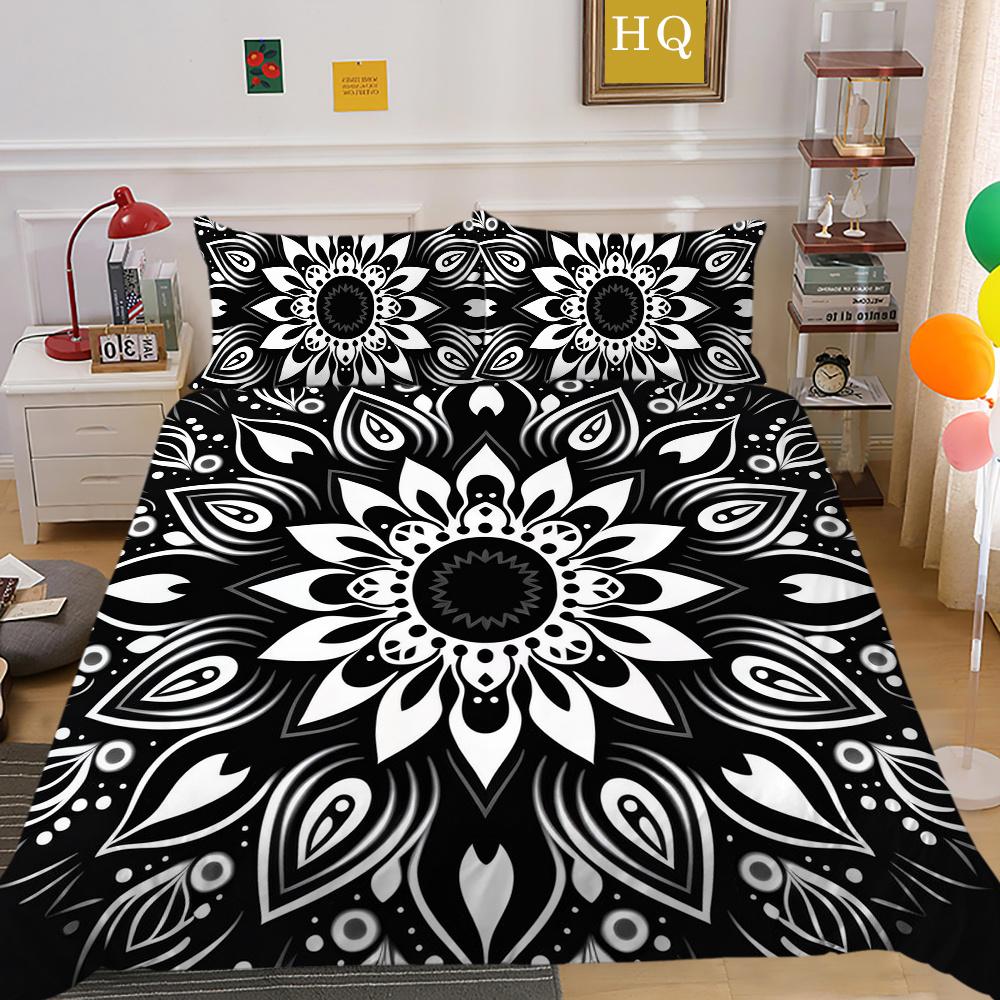 Zestaw poszewek na kołdrę 3D w kolorze czarnym Paisley King Size Home Textiles Girl Bedspread Luxury Bedding Cover Set