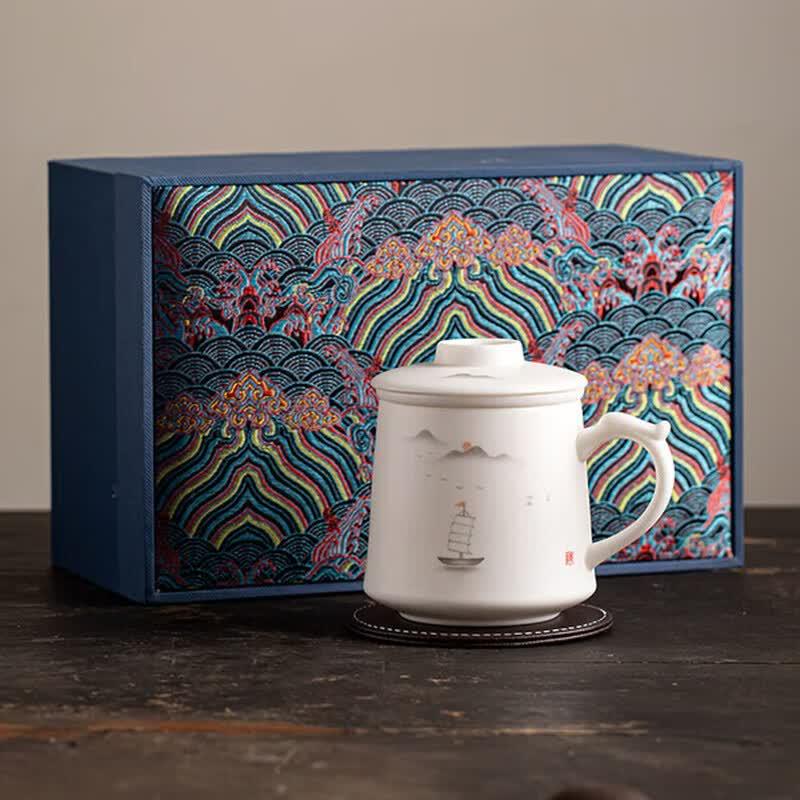 Nanshan Gentleman Hand-Painted Ceramic Filter Tea Cup