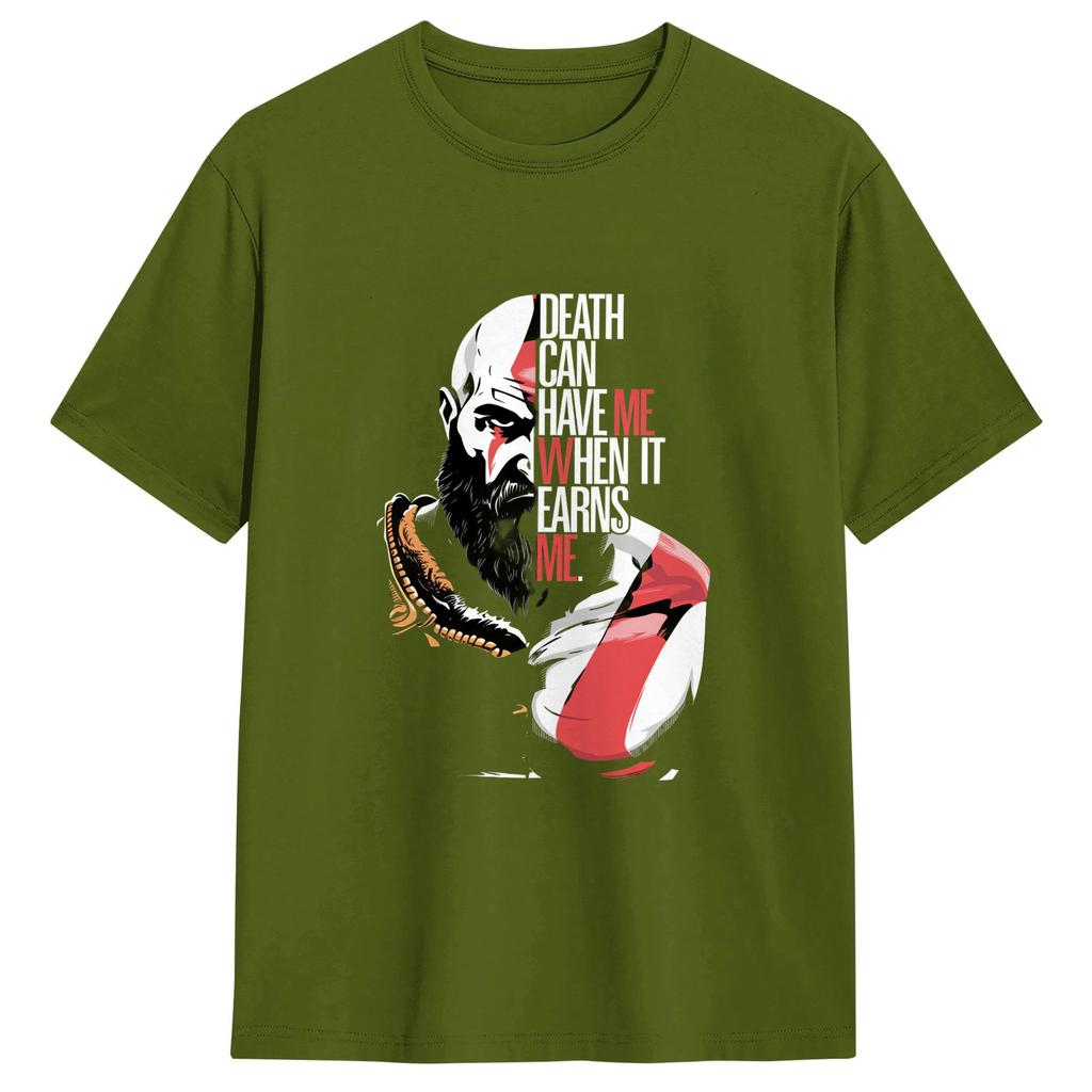 Unisexs Tshirt God Of War Kratos Vintage Pure Cotton Tee Shirt Short Sleeve T Shirts O Neck Clothing Big Size
