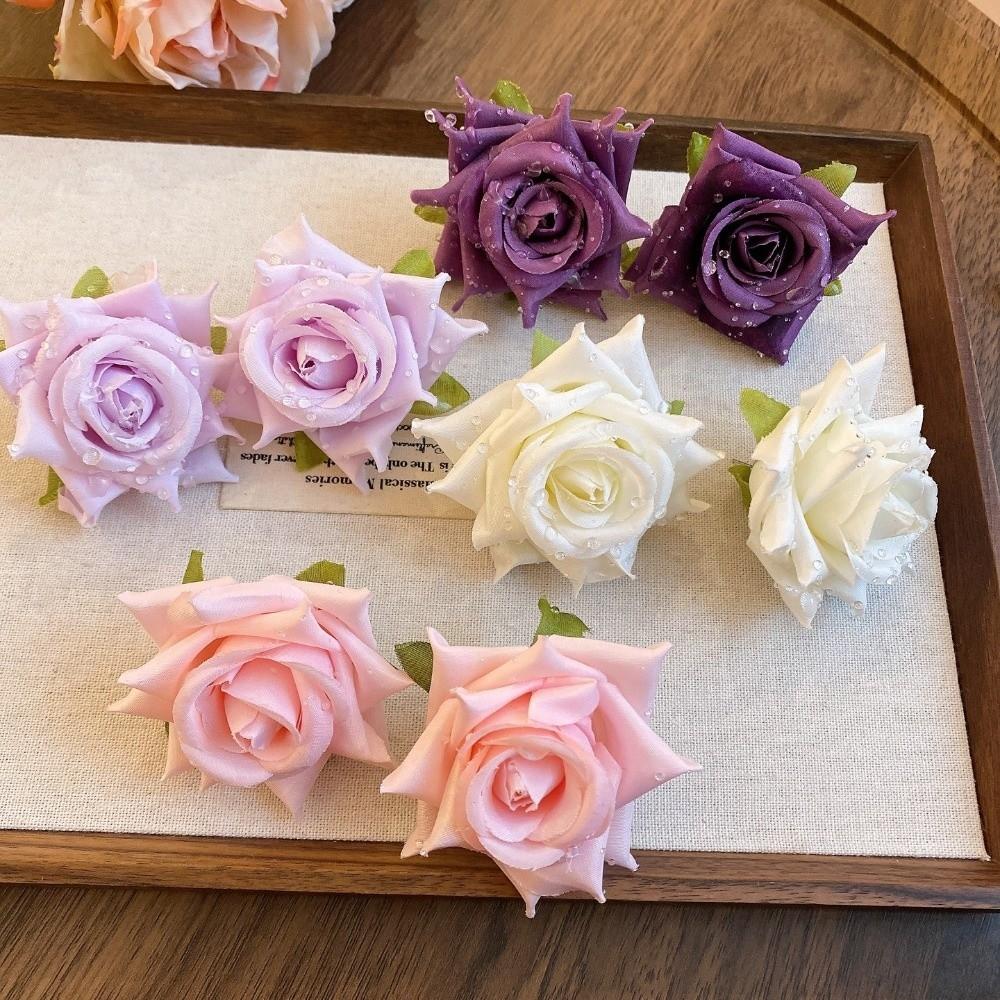 Solid Color Rose Flower Earrings French Style Drop Earrings Fresh Floral Stud Earrings  Beach