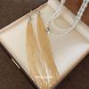Pearl beaded tassel magnetic ear hook necklace retro simple fashion collarbone chain light luxury high-end sweater chain women