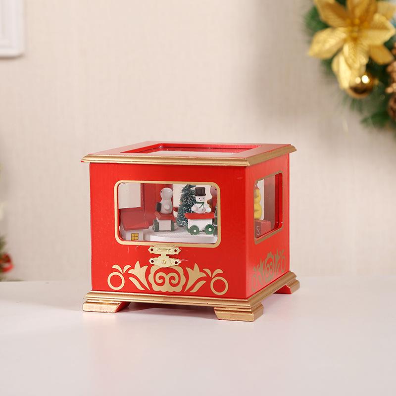 Hölzerne Weihnachtsbaum-Spieluhr-Dekoration für DIY-Fensterdekorationen