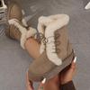 New Women's Snow Boots with Fleece, Warm Cotton Shoes, Toe Coverings, Semi-drag Fleece Shoes