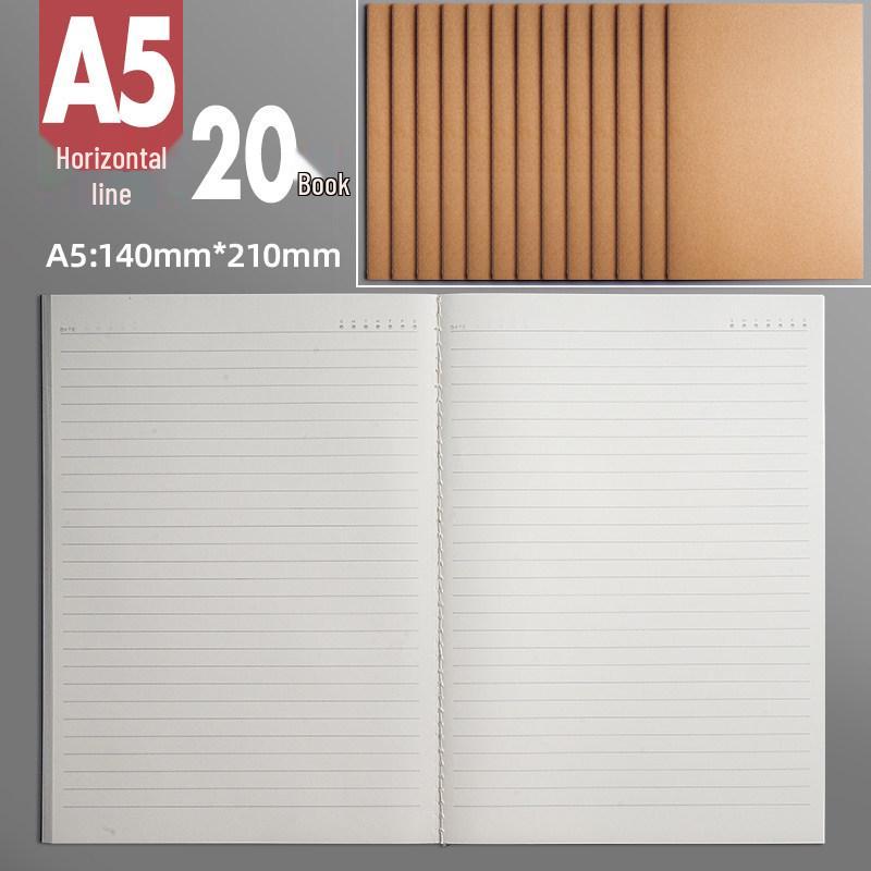 Set of 4 Large Gridless Cowhide Notebooks with Plain Pages for Students' Sketching and Drafting