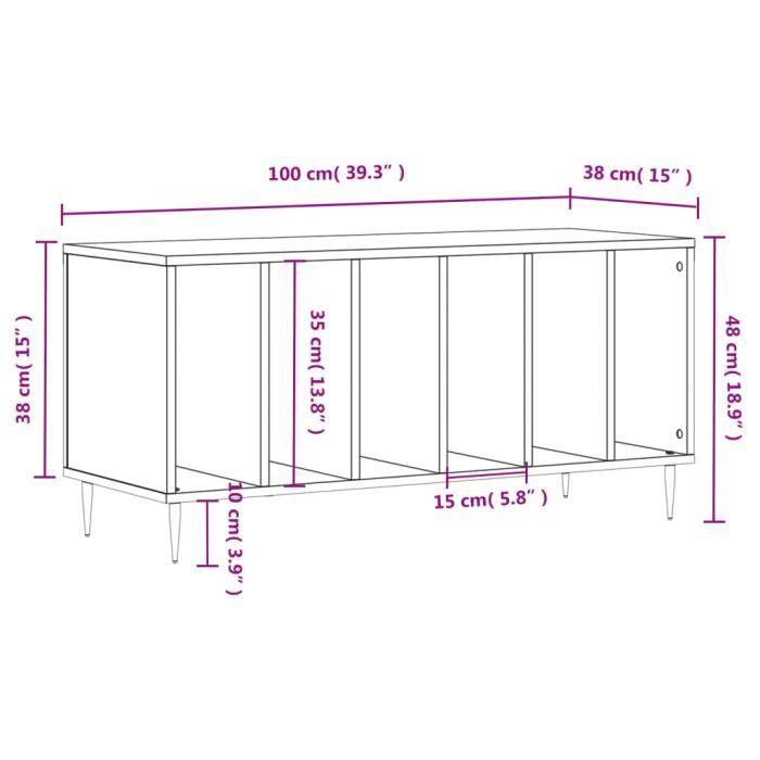VidaXL Armoire à disques noir 100x38x48 cm bois d'ingénierie 831741