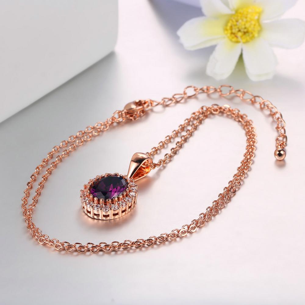 

Elegant Created Rose Gold Color Green Colorful Crystal Pendant Necklace For Women Wedding Party Top Quality ZYN247