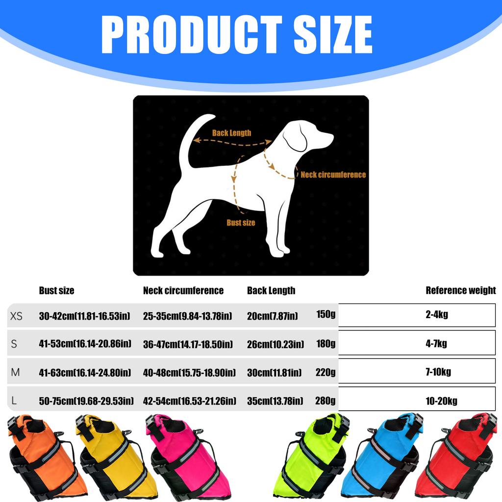Pet Safety Jackets Waterproof Swimming Life Vest for Small Breeds with Fast Release Fasteners and Reflective Strips