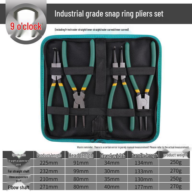 7-Inch Multifunctional Snap Ring Pliers for Internal/External Use: Yellow Handle - Ideal for Small Retaining Rings with Straight Jaw Design
