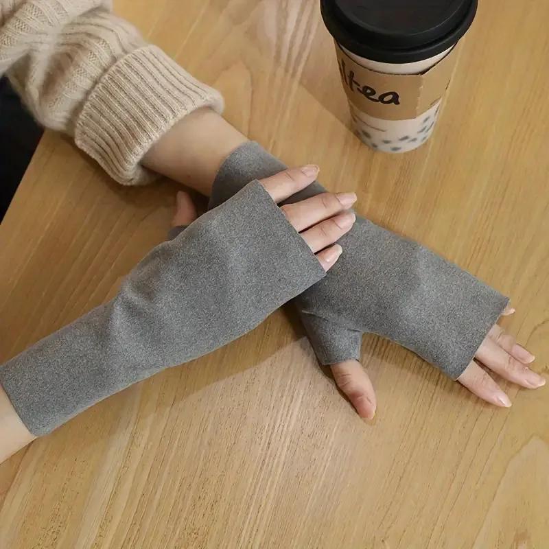 1 Paar Deutsch Samtähnliche Touchscreen-Handschuhe - Winter Warme Halbfinger Fingerlose Handschuhe, Weiche Handfläche für Smartphones/Tablets