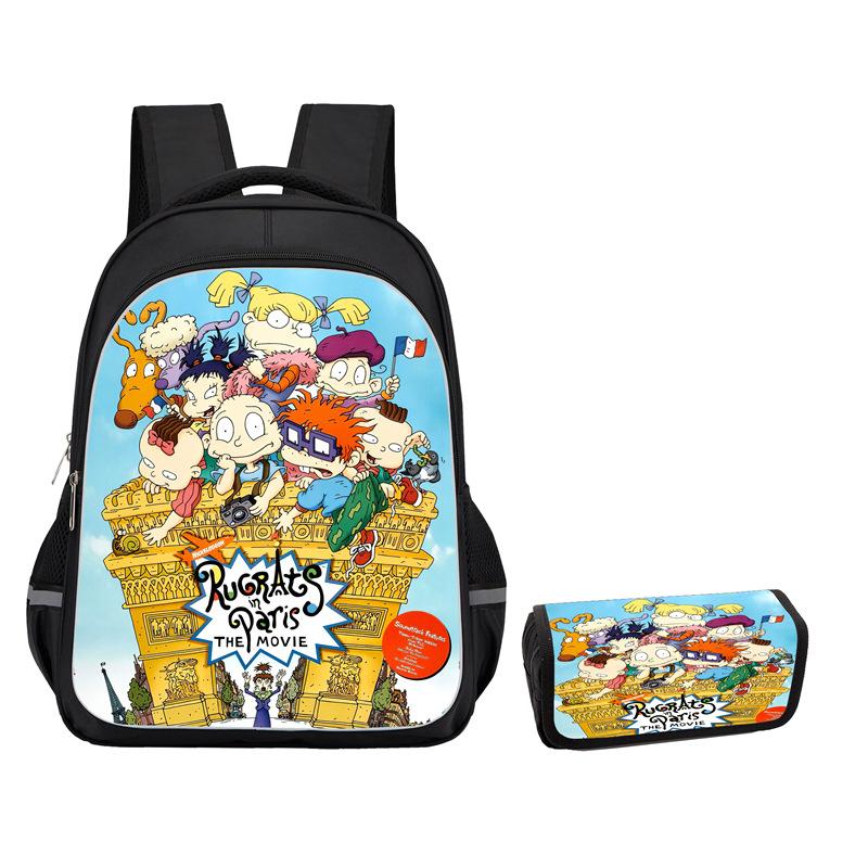 Rugrats High Definition Printing Oxford Leisure Spine Care Burden Reduction Storage Box Pencil Case Large Capacity Schoolbag