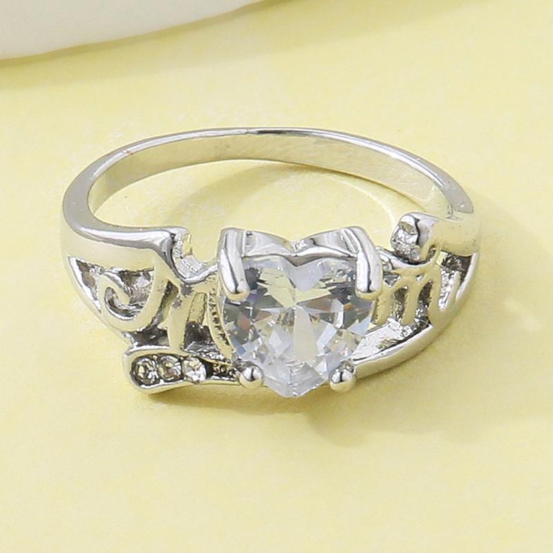 Huajie Wedding Heart Shape Sparking Cubic Zirconia Women's Rings Charming Engagement Bride Ring  Trend