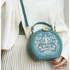 Runde Umhängetasche mit Vintage-Stickerei, Handtasche mit Reißverschluss, klassische Trend-Nischen-Umhängetasche