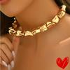 Popular, Bohemian Geometric Square Lady Necklace Exaggerated Trend Temperament Collarbone Chain