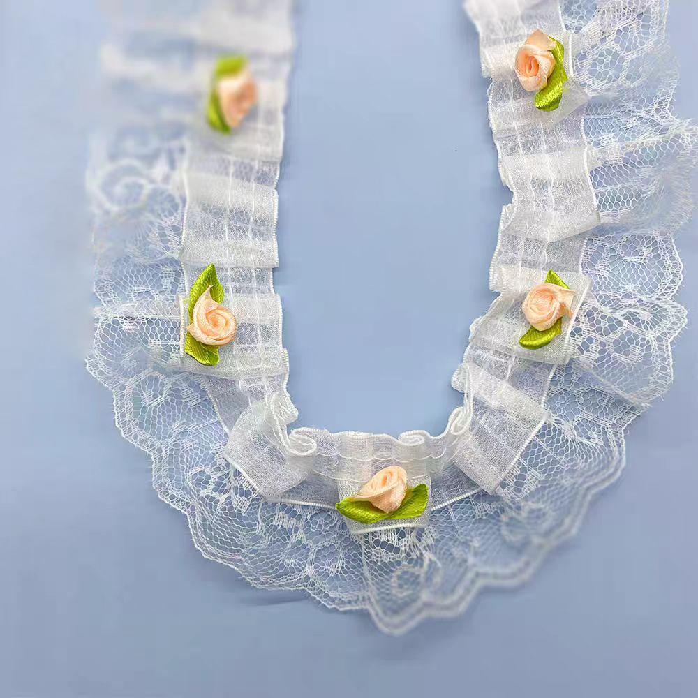 1Yard Red Pink Lace Flower Embellishment DlY HandmadeMaterial Cute Sweet Lace Ribbon