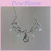 Gothic Style Geometric Light Moonstone Pendant Necklace For Women With Zinc Alloy Chain