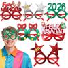 2026 Christmas Glasses Gold-Foil Cloth Snowflake Star New Year Photo Props For Party Decor