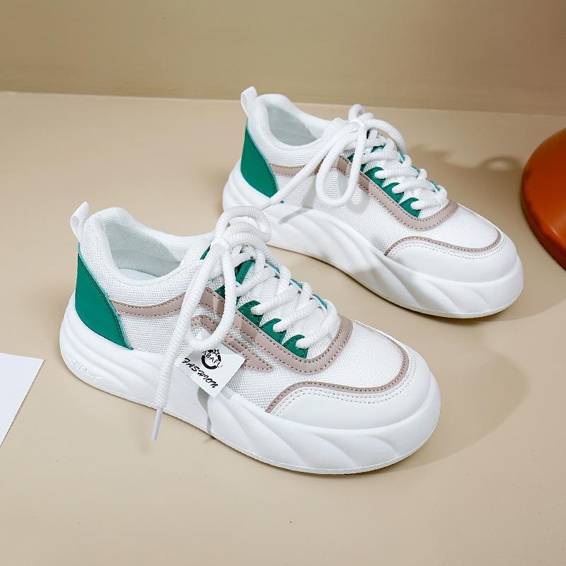 

Толстая подошва Женская вулканизированная обувь Сетчатые дышащие кроссовки на платформе Модные швейные спортивные женские туфли Новые кроссовки для фитнеса и бега 35 зелёный