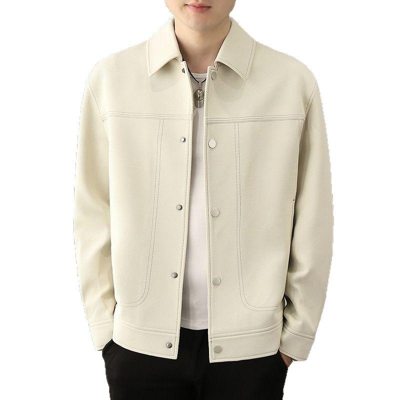 Men's 2026 Spring New Contrast Stitching Lapel Jacket - Korean Style Casual High-End Outerwear